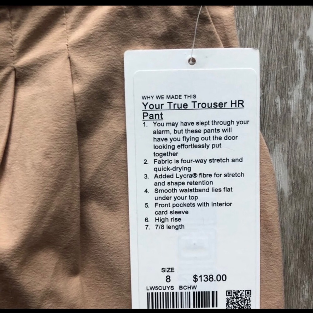 Lululemon Your True Trouser Pants Size 8 - Picture 4 of 5